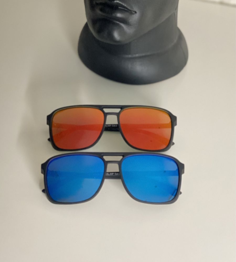 Мужские солнцезащитные очки PORSCHE Polarized синие/оранжевые ЗЕРКАЛО