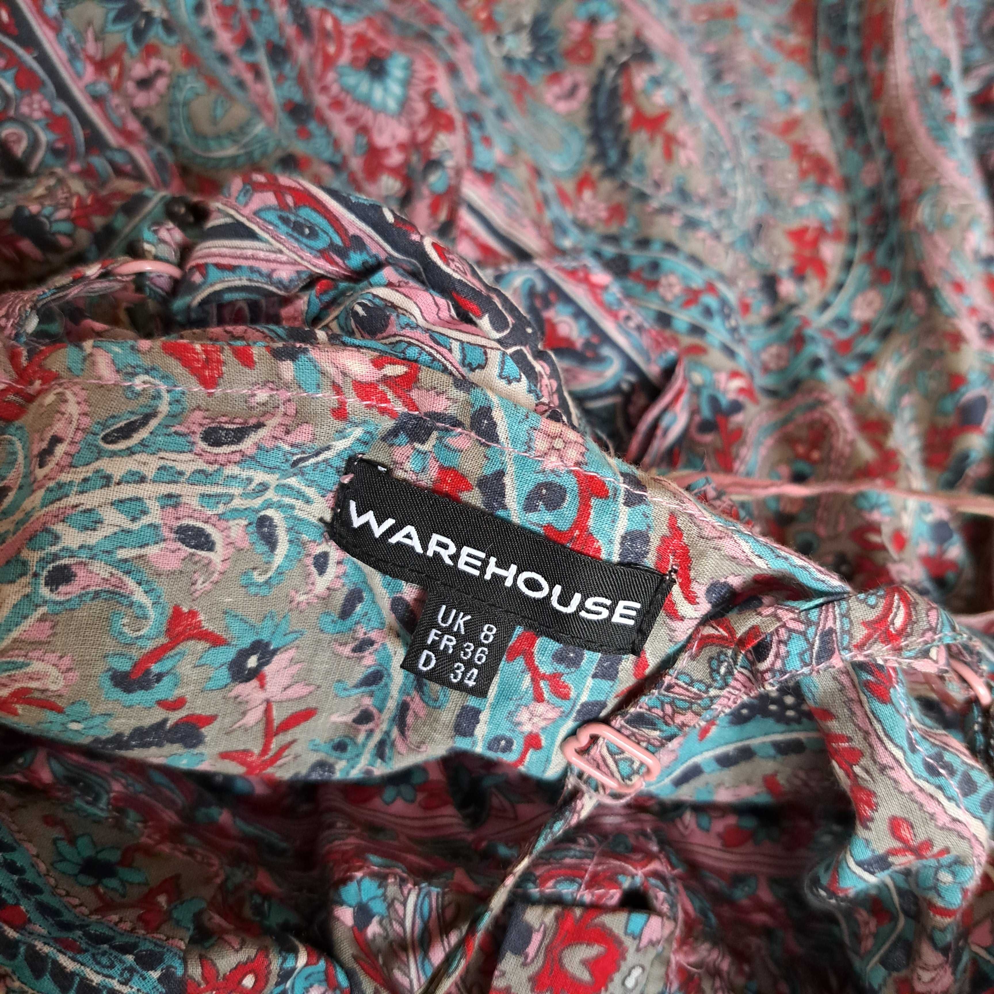 8  34 xs WAREHOUSE max boho etno UK piękna sukienka