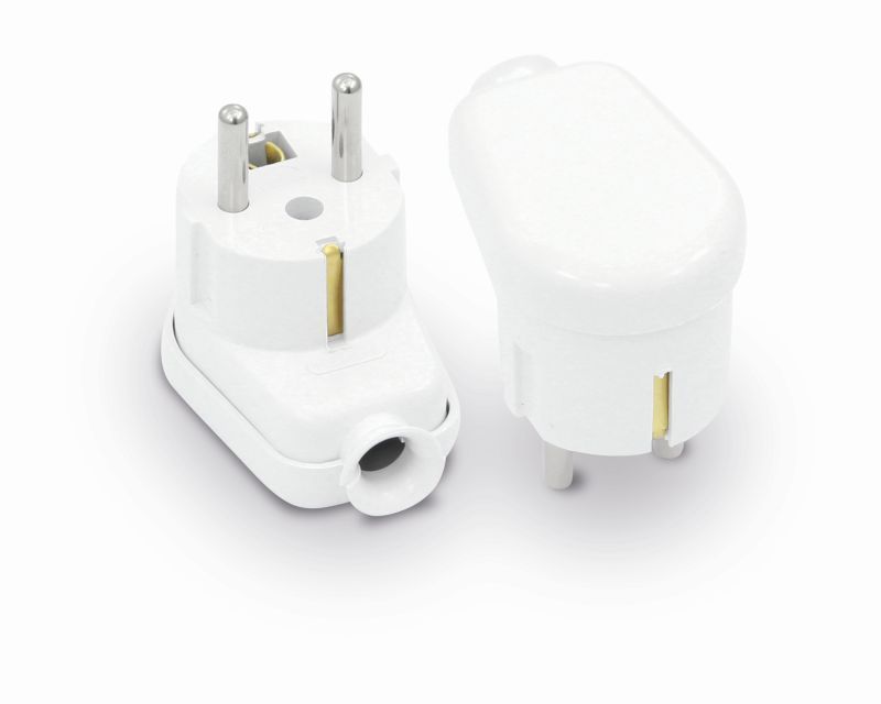 Wtyczka Kątowa Rozbieralna Uni-Schuko, 2P+Z, 16A, 250V Biała Volteo