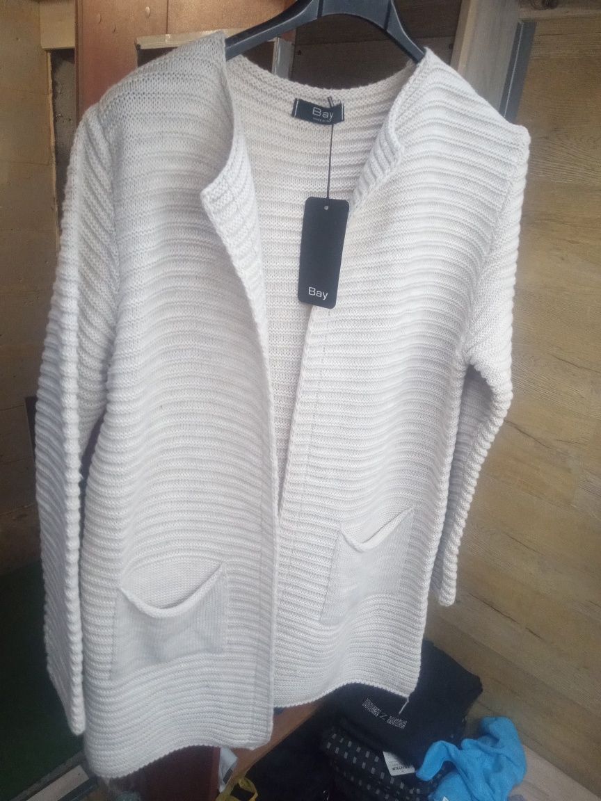 Sweter/Kardigan włoski Bay w prążki rozmiar uni