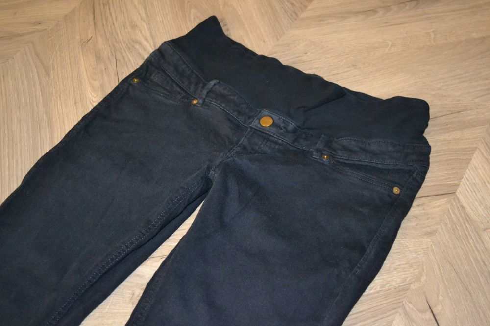 H&M MAMA _ czarne spodnie z pasem ciążowe _ 42 _ pas 86cm