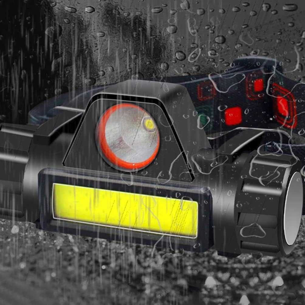 Latarka czołowa LED + COB, 4 tryby, akumulator USB, z magnesem