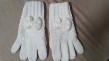 Белые перчатки, вязаные перчатки для девочки