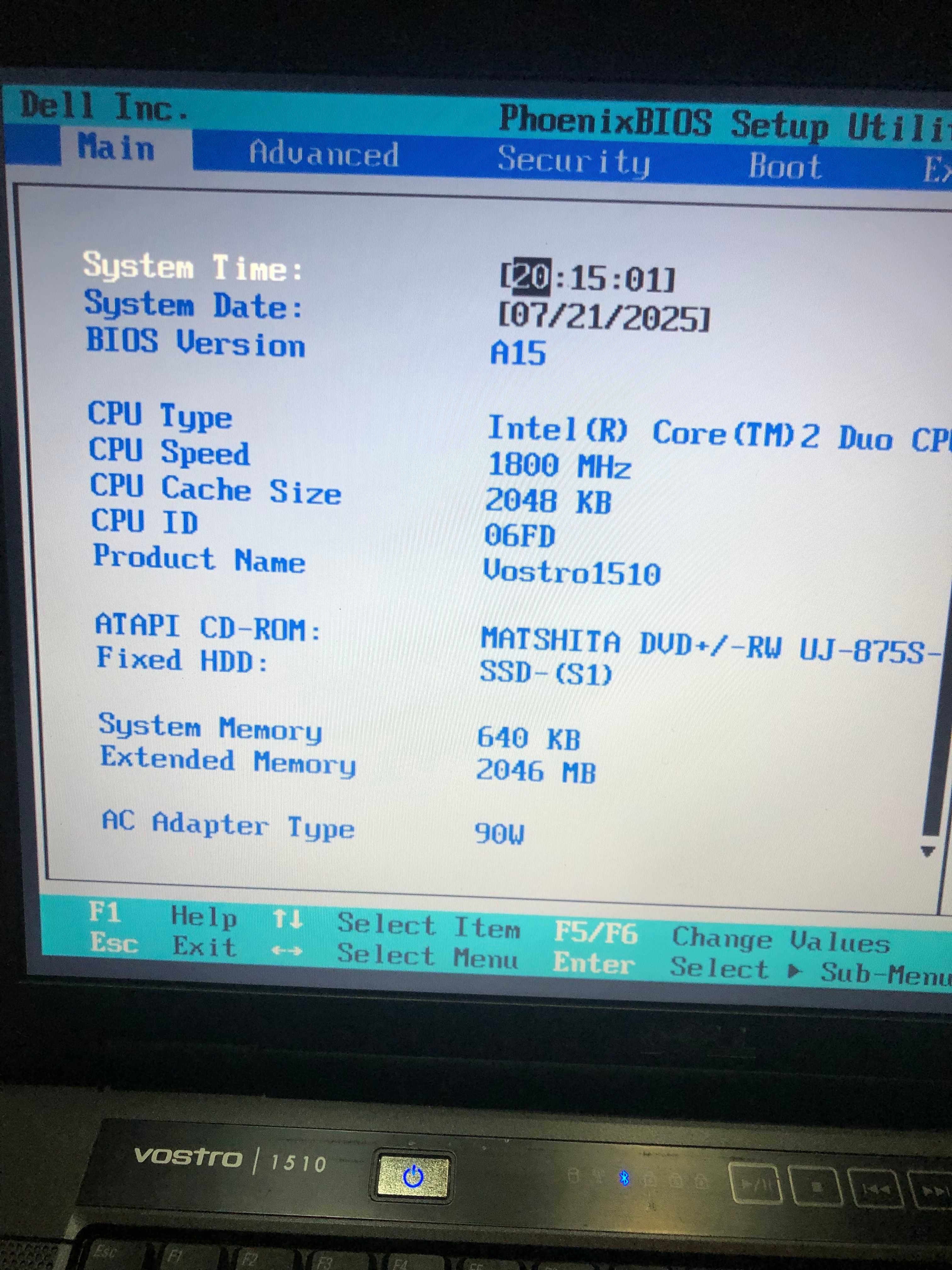 Dell Vostro 1510/C2D 1.8 GHz/2GB DDR2/64GB SSD/Win 7x64