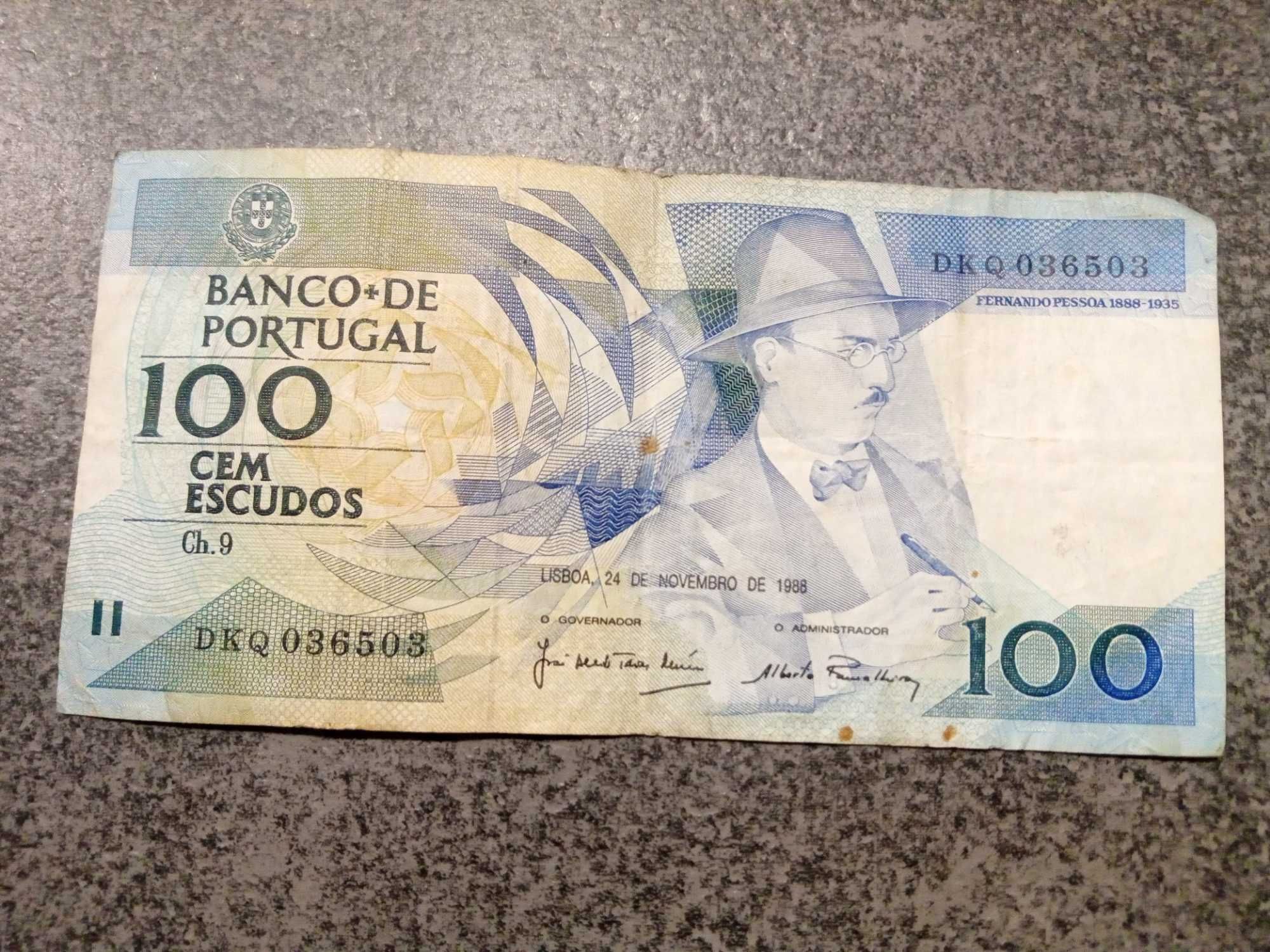 Notas Antigas Coleção 100 Escudos Dinheiro Portugal