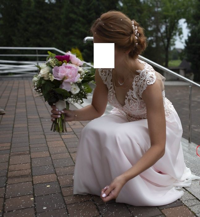 Suknia ślubna rozmiar 36-38 odcień pudrowego różu.OKAZJA!