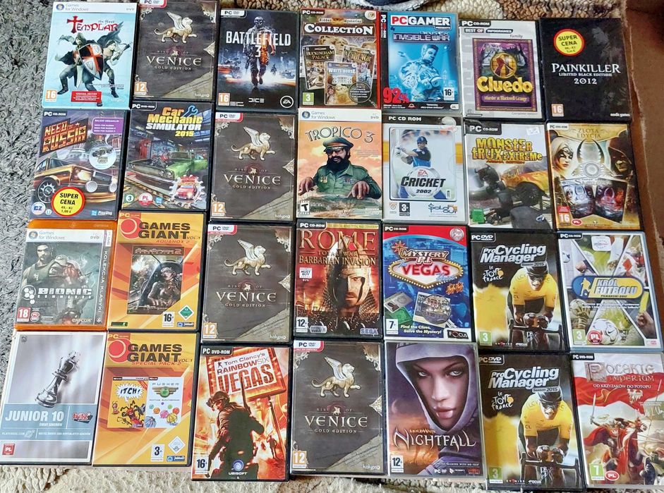 84 GRY NA PC: kolekcja, zestaw, zbiór, wydania pełne pudełkowe, różne