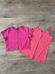 Zestaw koszulek T-shirt crop top na ramiączkach różowa koralowa XL