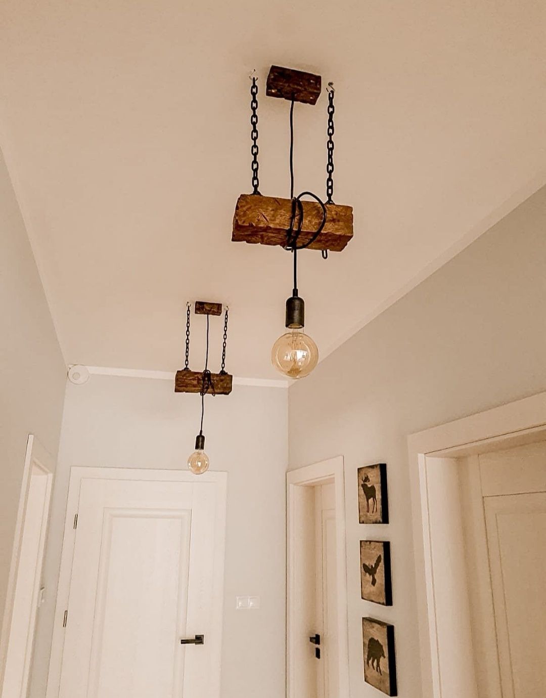 Lampa drewniana stara belka rustykalny loft