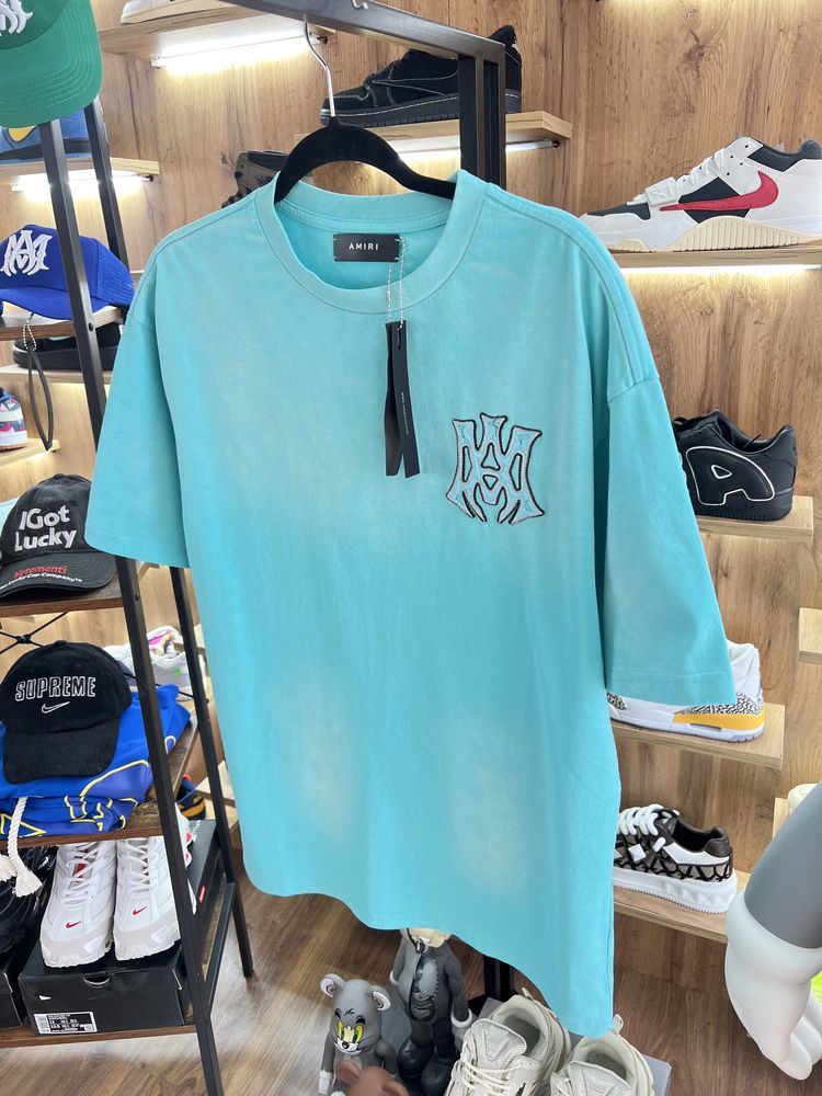 Футболка Amiri Ss25 Turquoise Faded