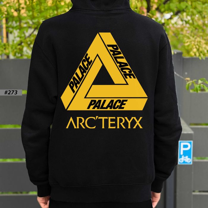 Худи Arcteryx x Palace Черное | Зипка Кофта Артерикс | Биг Лого Принт