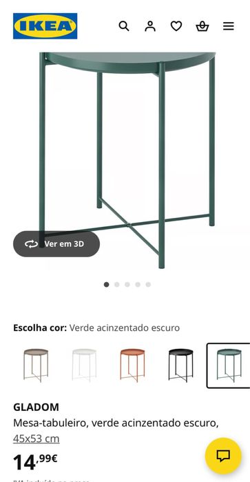 Mesinha de cabeceira verde 8 €