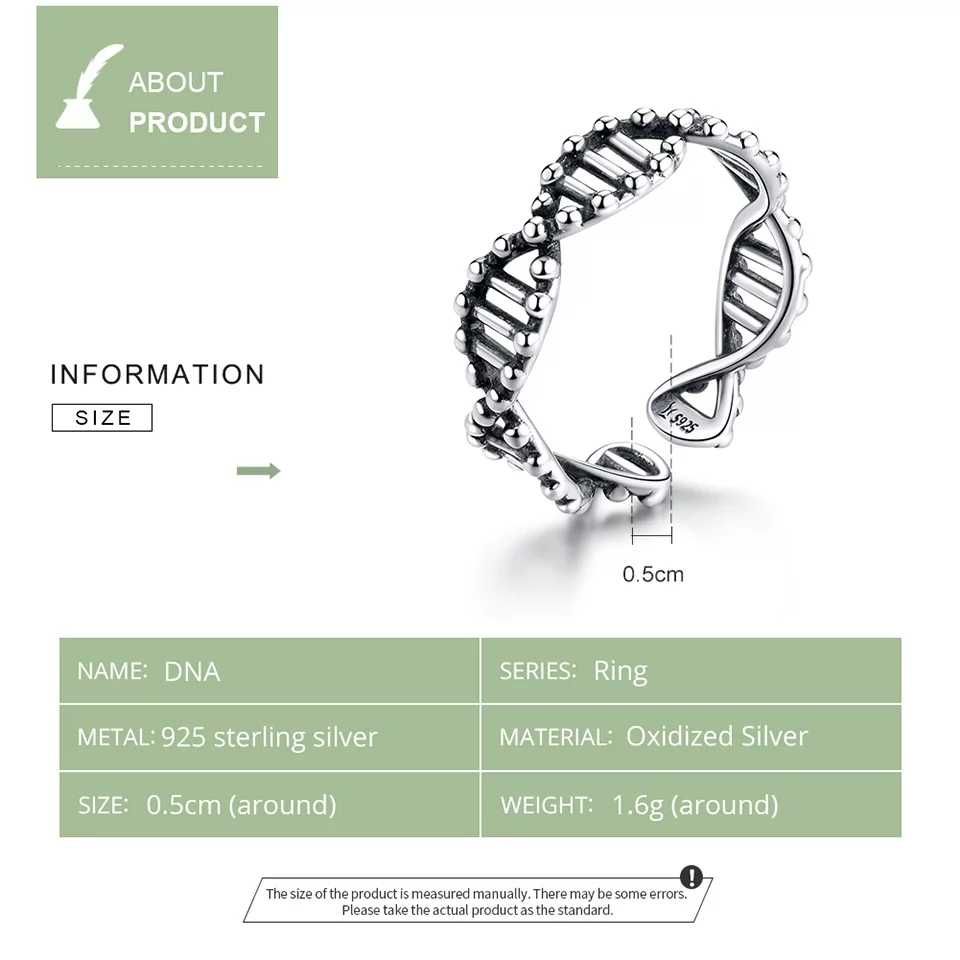 Pierścionek srebrny 925 DNA miłość na prezent