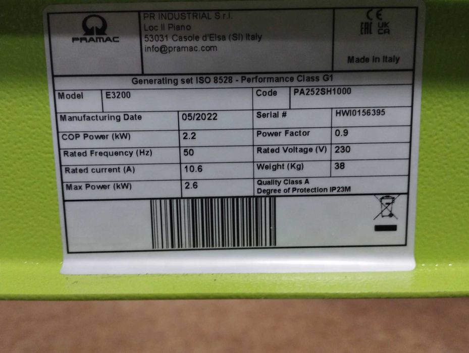 Бензиновий генератор Pramac E3200. Двигун Хонда GX160.