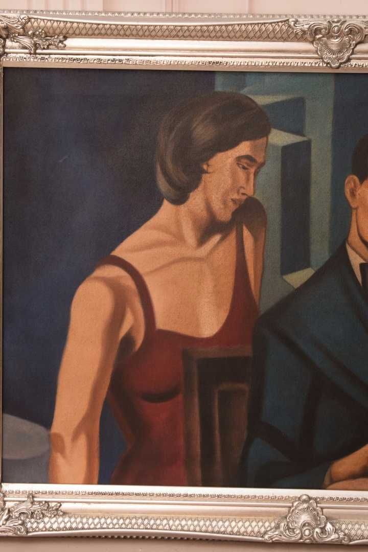 T De Łempicka - Kobieta i Mężczyzna - Stary Obraz Olejny ART DECO