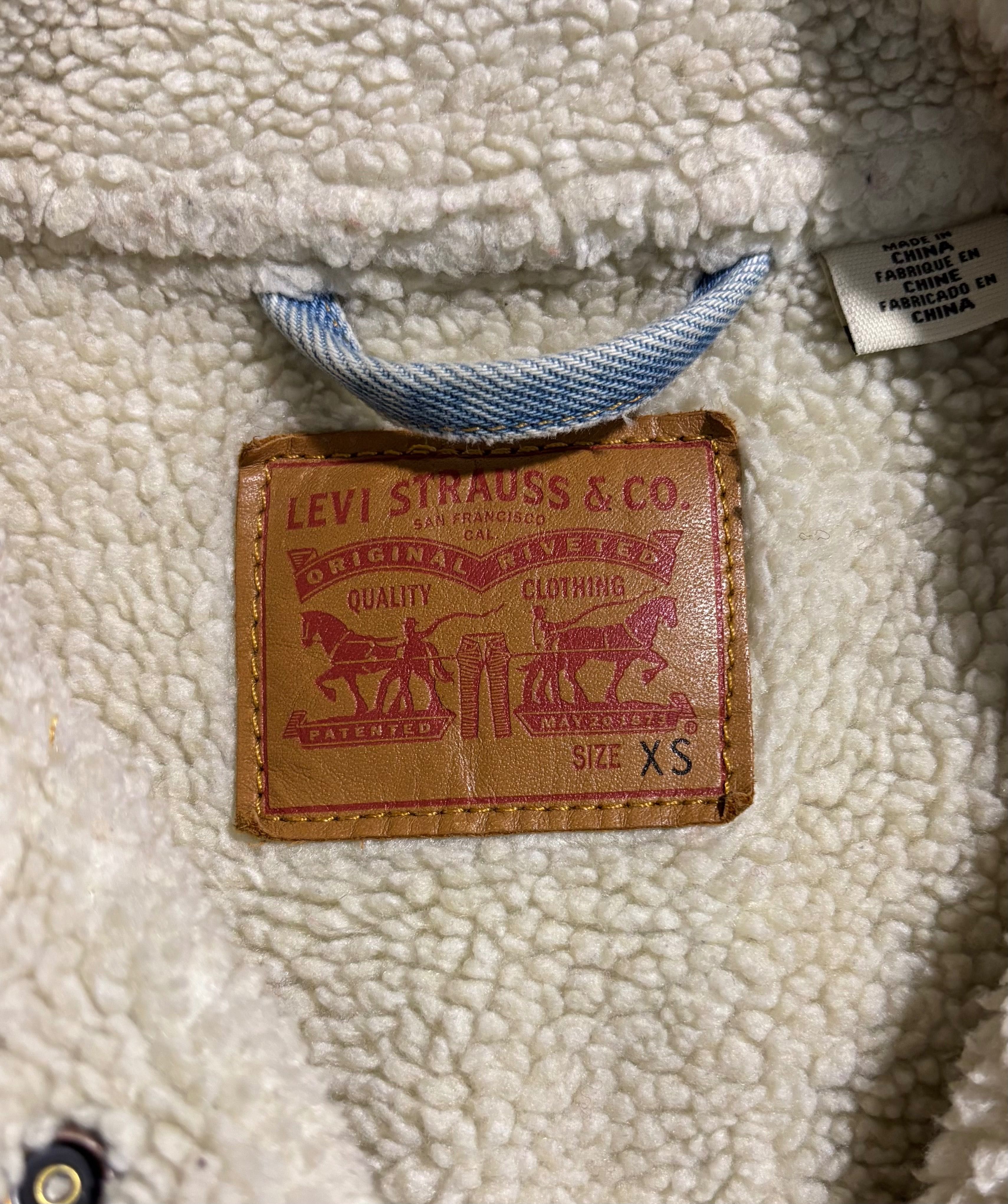 Levi’s Ex-boyfriend Sherpa Trucker Kurtka Jeansowa Ocieplana XS