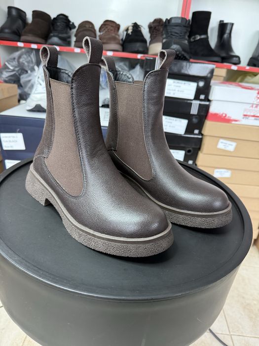 Шоколадні зимові,шкіряні челсі. Розм 36-41