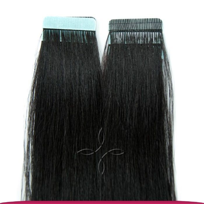 Волосы для Наращивания на Лентах 50 см 100 грамм, Черный №01