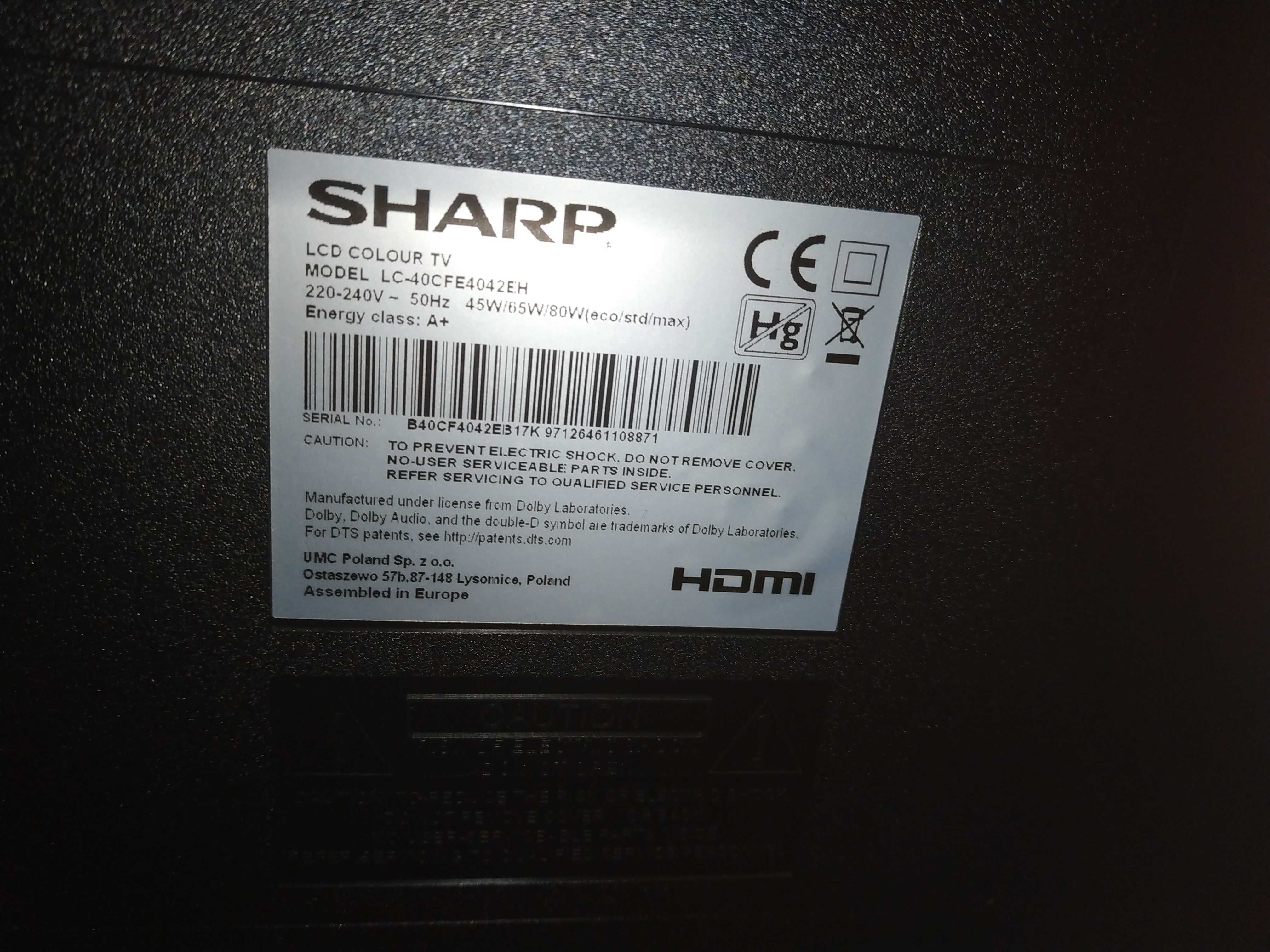 Telewizor Sharp lc-40cfe4042eh uszkodzony