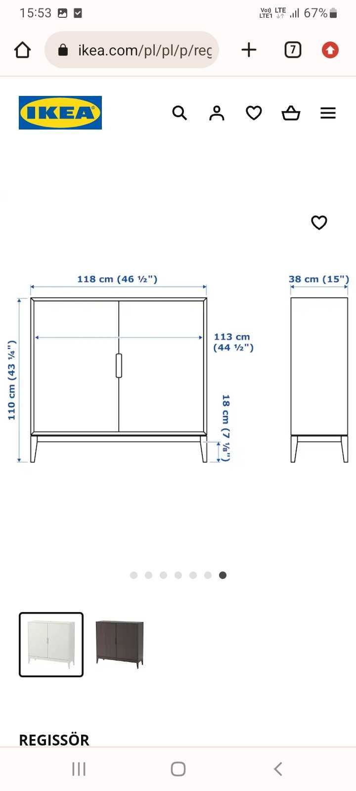 Szafka IKEA REGISSÖR biała kredens