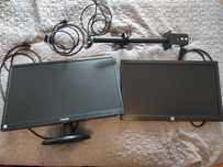 2 monitory komputerowe 21,5' z kablami + uchwyt