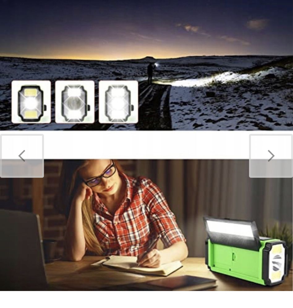 Radio solarne na dynamo latarka LED POWERBANK USB