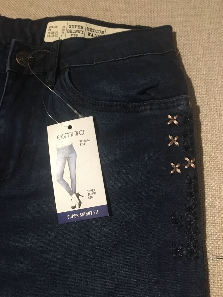 Jeansy Super Skinny Fit 34 NOWE esmara spodnie medium waist
