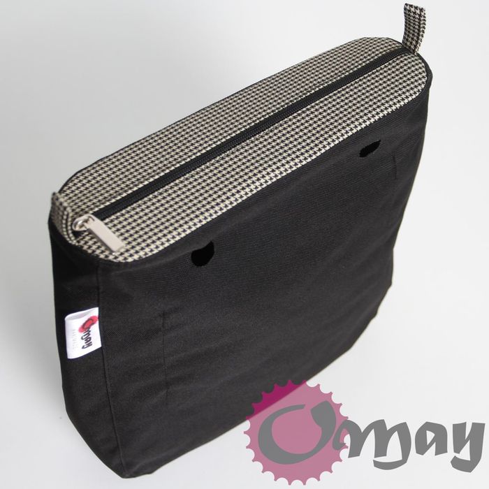 Czarny organizer do OBAG OCHIC pepitka piasek wkład 2 kieszenie OMAY