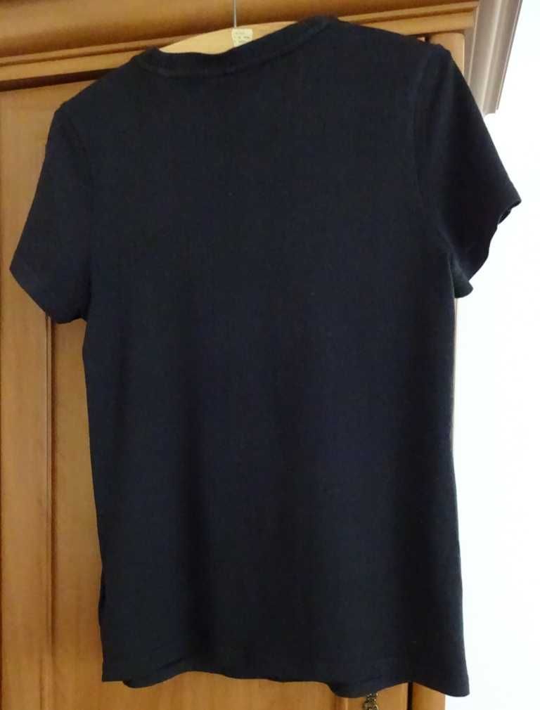 Bluzka Czarna Bawełniana, Duży Biały Napis Adidas, Rękaw Krótki
