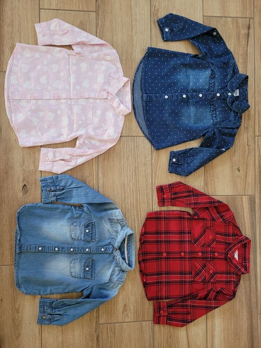 Zestaw komplet 4 szt koszule koszulki rozpinane z długim rękawem roz86