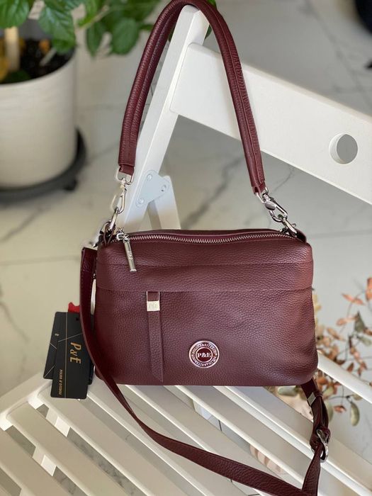 Сумка шкіряна 
Polina&Eiterou 
Бордо, чорний, бежевий