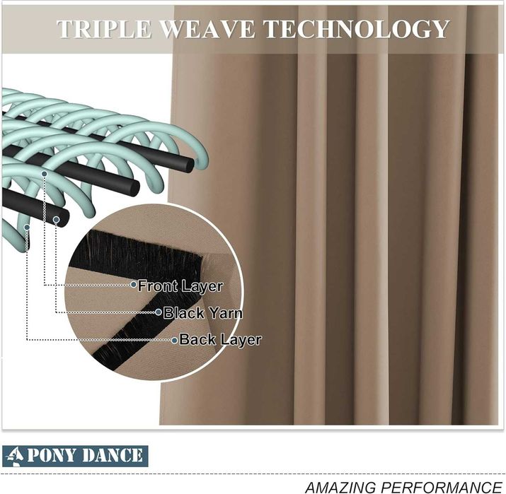 Zasłony zaciemniające blackout 140 x 175 cm piaskowy PONY DANCE szelki
