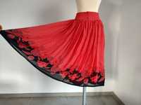 Czerwona spódnica kropki i kwiatki M