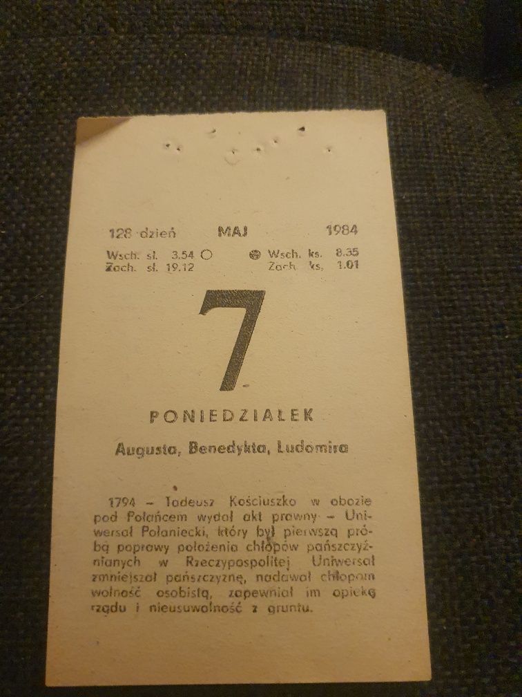 Kartka z kalendarza 7.05.1984