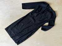 Sarah Pacini mała czarna sukienka midi len elastan obcisła XS 34