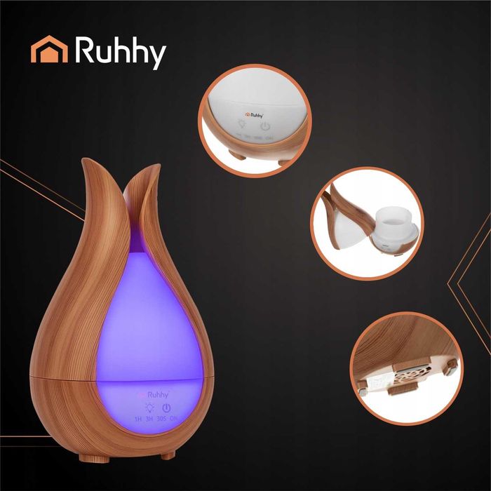 Nawilżacz Powietrza Ultradźwiękowy Zapachowy Aromaterapia LED Pilot