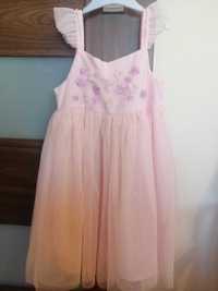 Różowa zwiewna sukienka z tiulem r. 128