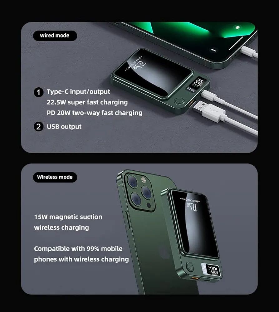 PowerBank 10000 mAh ładowarka indukcyjna kolor czarny B249