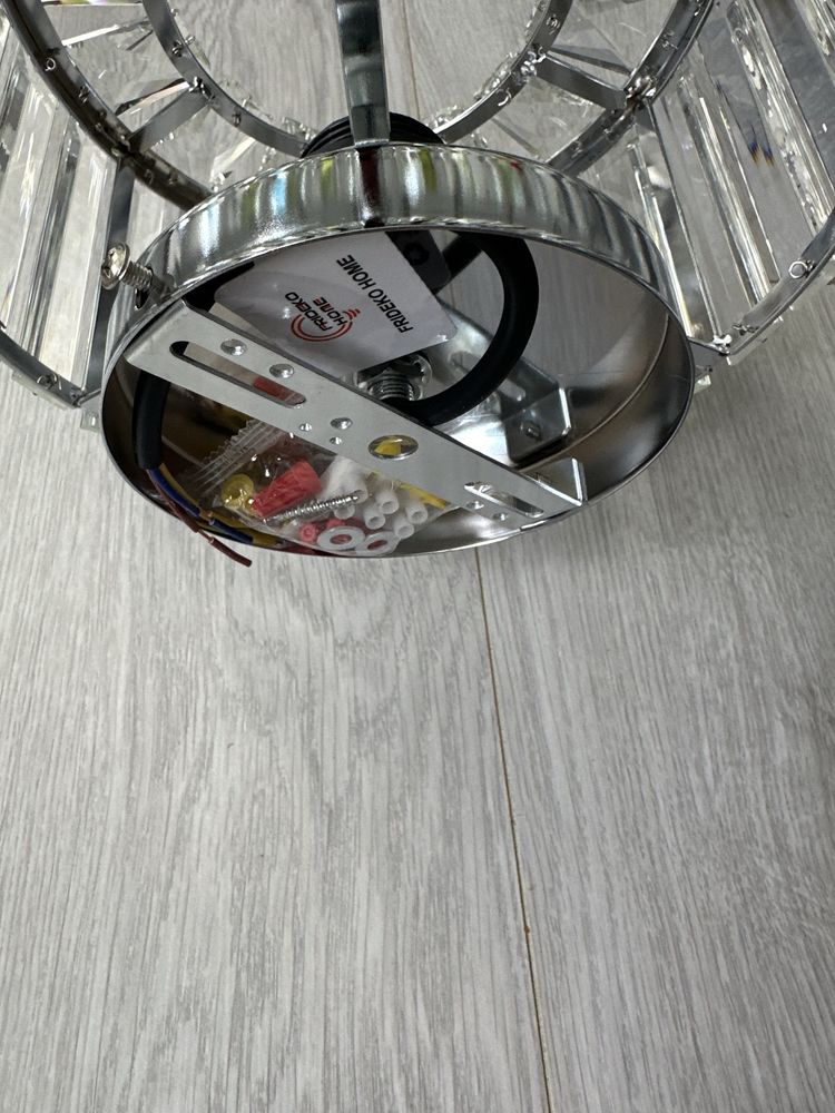 Srebrna Kryształowa Lampa Sufitowa Nowoczesna Okrągła 22cm