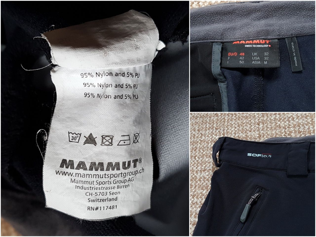 MAMMUT SOFTech штаны лыжные треккинговые софтшелл ОРИГИНАЛ W32 - M