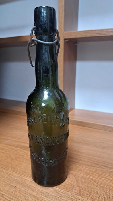 Stara butelka piwna Franz Beier Nachf. Löwenberg, 26 cm (297)