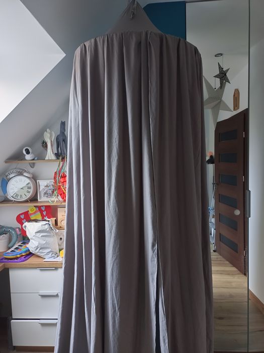 Baldachim kurtyna namiot tipi wiszący 70 cm x 290 cm nowy szary