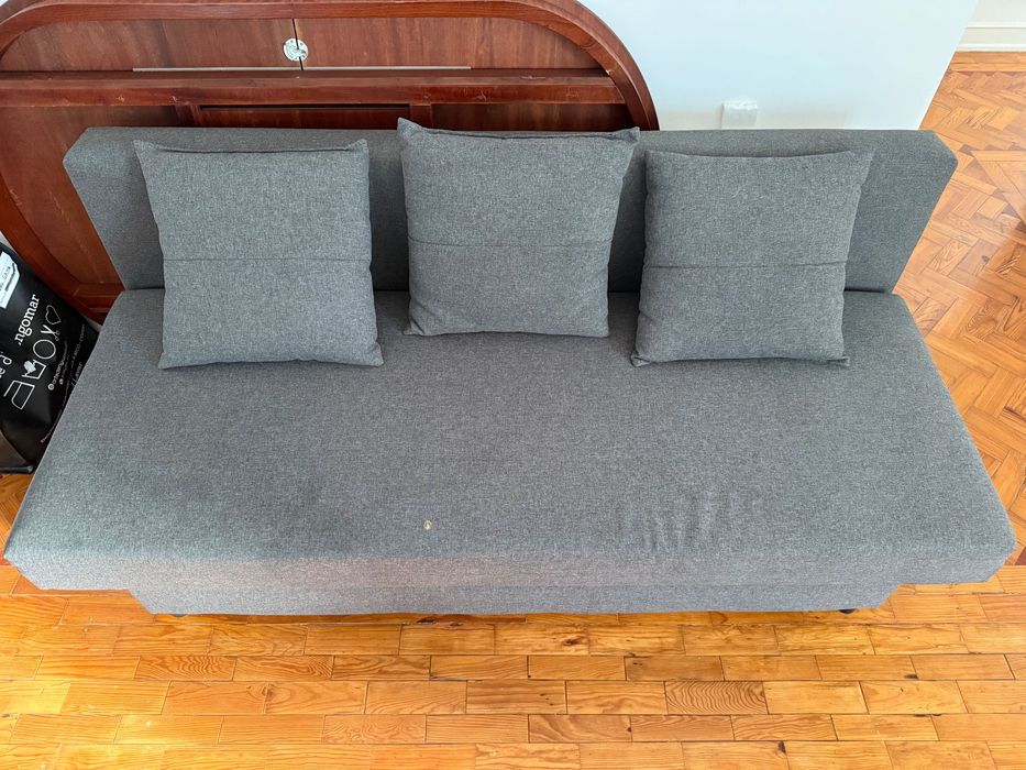 Sofá-cama IKEA 3 lugares, Knisa bege acinzentado