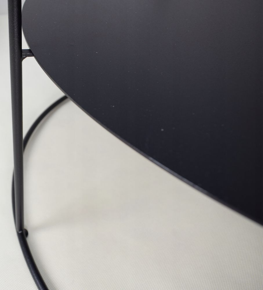 Stolik kawowy okragly czarny do salonu 55 x 55 x 37 cm
