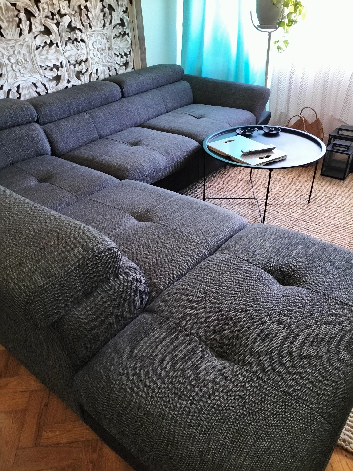 Sofá de canto ou chaise longue tecido castanho