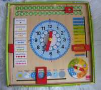 drewniany zegar kalendarz do nauki dla dzieci  DE GOULA