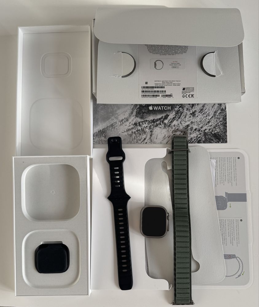Apple Watch Ultra 1 Titanium Case Green Alpine Loop - stan perfekcyjny