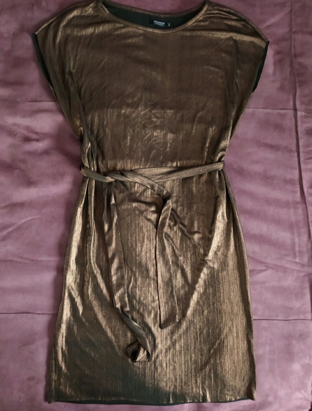 Sukienka Reserved elegancka złoto czarna  cienka S