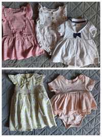 5 sztuk letnich sukienek niemowlęcych 62