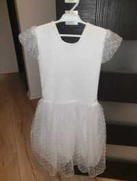 Sprzedam białą sukienkę wraz z bolerkiem - rozmiar 134/140